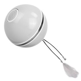 Electric Cat Toy Cat Teaser Ball Automatic Self Rotating Interactive Cat Motion Exercise Toy with Feather Bell LED Lights USB Rechargeable