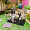 48inches Dogs Crate Folding Metal Pets Crates Double Door Puppy Cage Easy Set Up