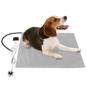 Pet Heating Pad Waterproof Electric Heating Mat Warming Blanket with 9 Heating Modes 4 Timer Settings Washable Cover Chew Resistant Cord Case (Option: Grey_UK)