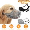 Pet Muzzle Mask Soft Mesh Muzzle Adjustable Dog Mouth Cover with Breathable Mesh Adjustable Neck Forehead Strap for Anti Biting Barking Chewing