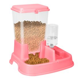 Pet Automatic Water Dispenser Food Dispenser 2 In 1 Dog Cat Dispenser Gravity Food Water Dispenser (Option: Pink)
