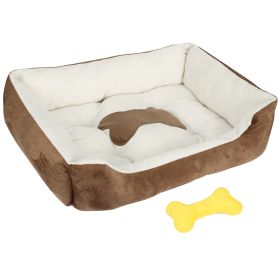 Pet Dog Bed Soft Warm Fleece Puppy Cat Bed Dog Cozy Nest Sofa Bed Cushion Mat For S/M Dog (Option: Brown_M)