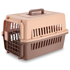 Travel Dog Kennel Carrier Handheld Pet Crate Cage Cat Rabbit Carrier Box w/ 11lbs Max Load Safety Squeeze Latch (Option: Grey)