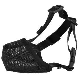 Pet Muzzle Mask Soft Mesh Muzzle Adjustable Dog Mouth Cover with Breathable Mesh Adjustable Neck Forehead Strap for Anti Biting Barking Chewing (Option: Black_M)