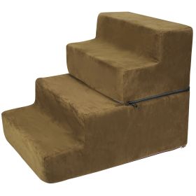 Dog Stairs Pet Step For Bed Couch Sofa Car 4 Steps Soft Foam Detachable Dogs Cats Climb Ladder (Option: Beige)