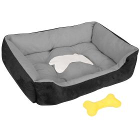 Pet Dog Bed Soft Warm Fleece Puppy Cat Bed Dog Cozy Nest Sofa Bed Cushion Mat For S/M Dog (Option: Black_XL)